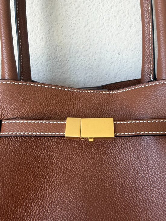 NEW DeMellier The New York Tote Bag in Tan Small Grain Leather - Picture 8 of 10